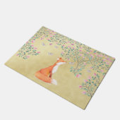 Fox met Butterflies en Roze bloemen Deurmat (Schuin)
