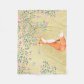 Fox met Butterflies en Roze bloemen Fleece Deken (Voorkant)