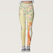 Fox met Butterflies en Roze bloemen Leggings (Voorkant)