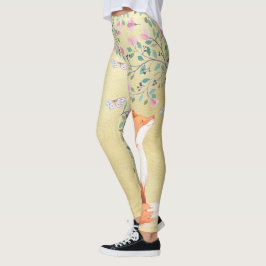 Fox met Butterflies en Roze bloemen Leggings