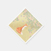 Fox met Butterflies en Roze bloemen Servet (Hoek)