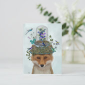 Fox met Butterfly Bell Jar Briefkaart (Staand voorkant)