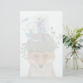 Fox met Butterfly Bell Jar Briefpapier (Staand voorkant)