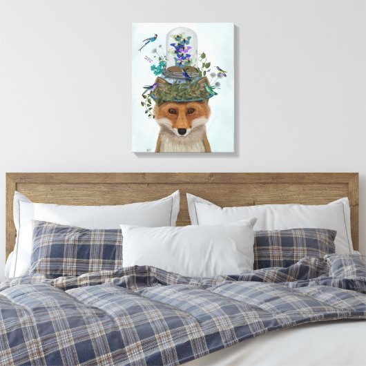 Fox met Butterfly Bell Jar Canvas Afdruk (Insitu (Slaapkamer))
