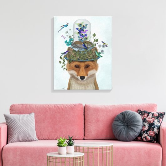 Fox met Butterfly Bell Jar Canvas Afdruk (Insitu (Woonkamer))