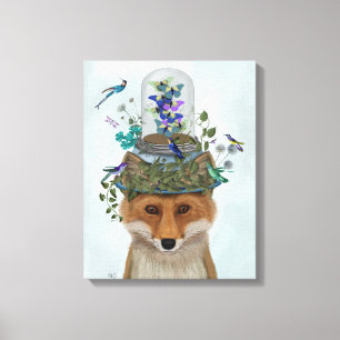 Fox met Butterfly Bell Jar Canvas Afdruk