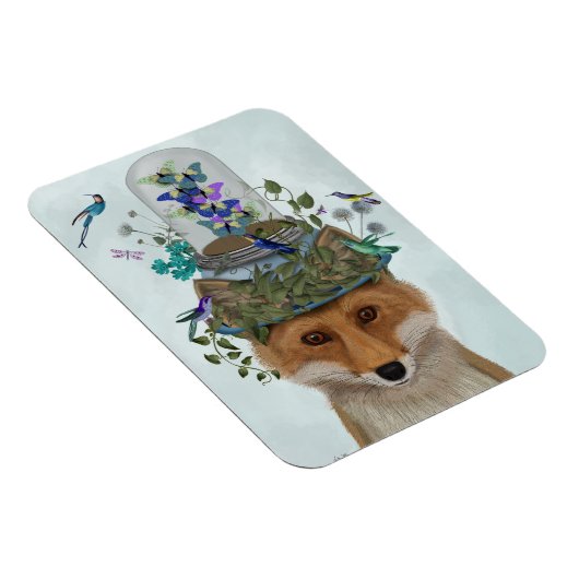 Fox met Butterfly Bell Jar Magneet (Rechterzijde)