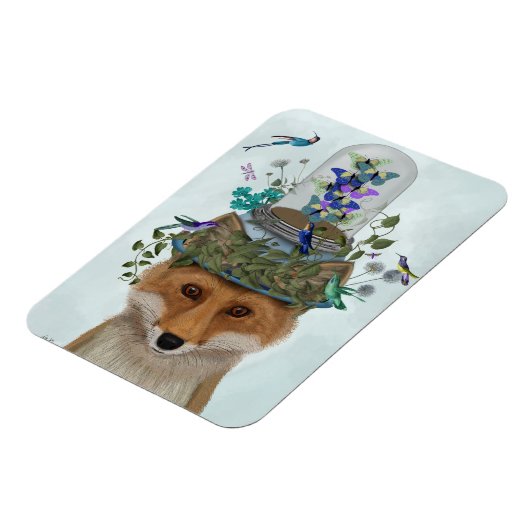 Fox met Butterfly Bell Jar Magneet (Linkerzijde)
