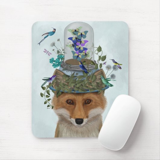 Fox met Butterfly Bell Jar Muismat (Met muis)