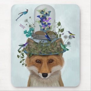 Fox met Butterfly Bell Jar Muismat