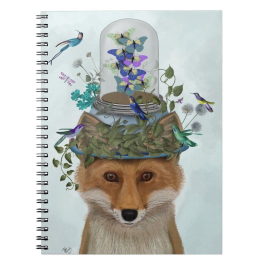 Fox met Butterfly Bell Jar Notitieboek (Voorkant)