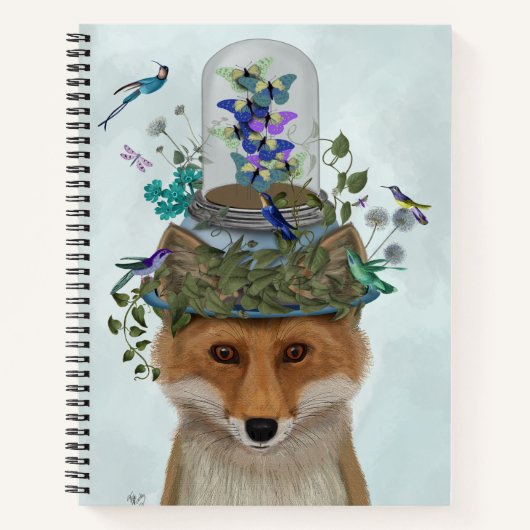 Fox met Butterfly Bell Jar Notitieboek (Voorkant)