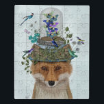 Fox met Butterfly Bell Jar Puzzel<br><div class="desc">Fox met Butterfly Bell Jar door Fab Funky. Hij heeft een vos met vlinders en vogels op zijn hoofd. | 191923D</div>