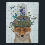 Fox met Butterfly Bell Jar Puzzel<br><div class="desc">Fox met Butterfly Bell Jar door Fab Funky. Hij heeft een vos met vlinders en vogels op zijn hoofd. | 191923D</div>