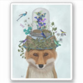 Fox met Butterfly Bell Jar Sticker (Voorkant)