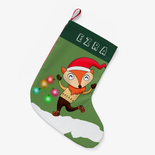 FOX MET CHRISTMAS LIGHTS CHRISMTAS. KUSTFOX KLEINE KERSTSOK (Voorkant (Hangend))