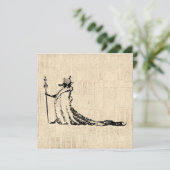 Fox met Crown Antiek Illustration Art Feestdagenkaart (Staand voorkant)