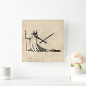 Fox met Crown Antiek Illustration  Art Vierkante Klok (Huis)