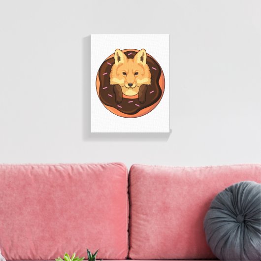 Fox met Donut Canvas Afdruk (Insitu (Woonkamer))