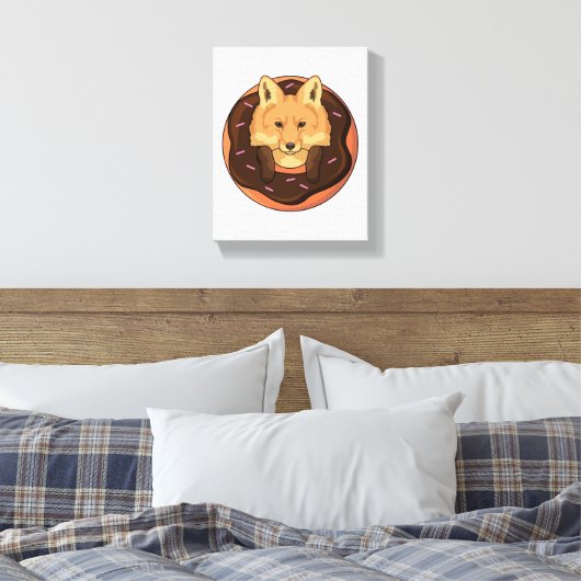 Fox met Donut Canvas Afdruk (Insitu (Slaapkamer))