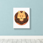 Fox met Donut Canvas Afdruk (Insitu (Houten vloer))