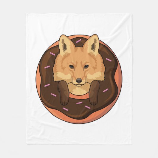 Fox met Donut Fleece Deken (Voorkant)
