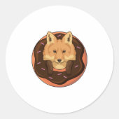 Fox met Donut Ronde Sticker (Voorkant)
