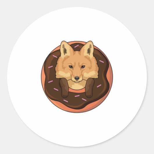 Fox met Donut Ronde Sticker (Voorkant)