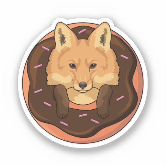 Fox met Donut Sticker (Voorkant)
