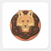 Fox met Donut Vierkante Sticker (Voorkant)