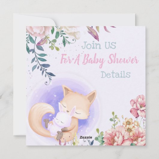 Fox met een Baby shower-uitnodiging Feestdagenkaart (Achterkant)