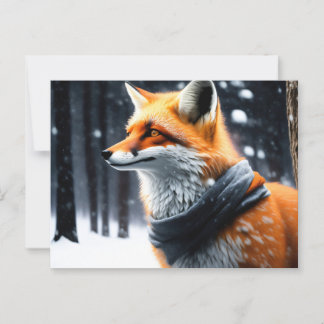 Fox met een sjaal in de winter briefkaart