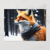 Fox met een sjaal in de winter briefkaart (Voorkant)