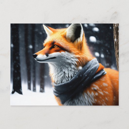 Fox met een sjaal in de winter briefkaart (Voorkant)
