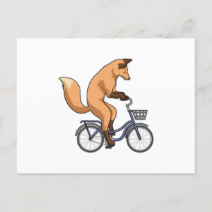 Fox met fiets briefkaart