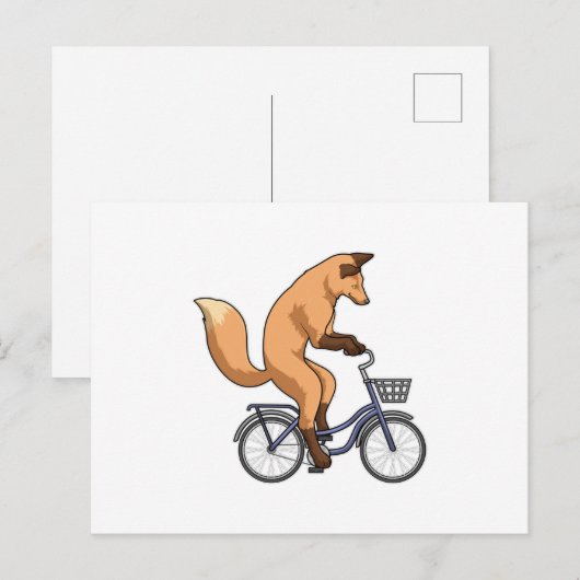 Fox met fiets briefkaart (Voorkant / Achterkant)