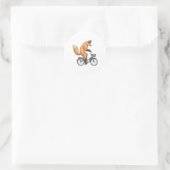 Fox met fiets ronde sticker (Tas)