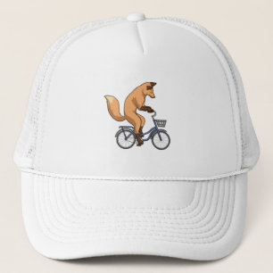 Fox met fiets trucker pet