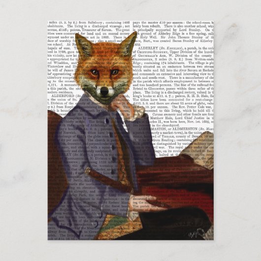 Fox met flet 2 briefkaart (Voorkant)
