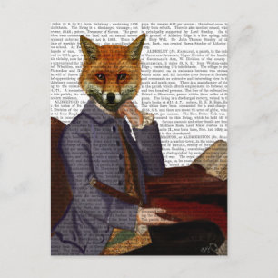 Fox met flet 2 briefkaart