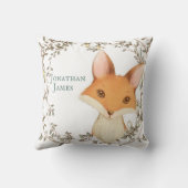 Fox met Floral Wreath Baby Name Persoonlijk Kussen (Achterkant)