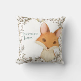 Fox met Floral Wreath Baby Name Persoonlijk Kussen