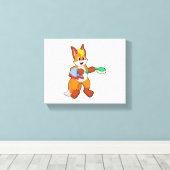 Fox met handdoeken en penseel canvas afdruk (Insitu (Houten vloer))