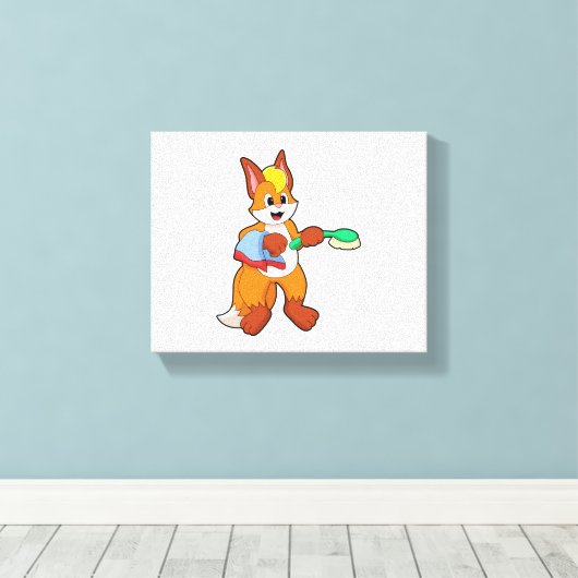 Fox met handdoeken en penseel canvas afdruk (Insitu (Houten vloer))