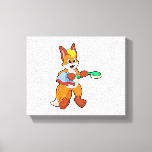 Fox met handdoeken en penseel canvas afdruk