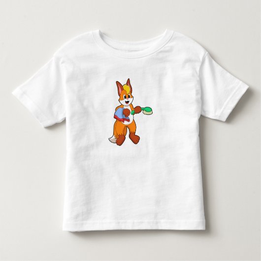 Fox met handdoeken en penseel kinder shirts (Voorkant)