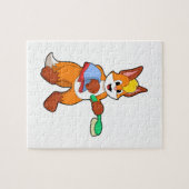 Fox met handdoeken en penseel legpuzzel (Horizontaal)