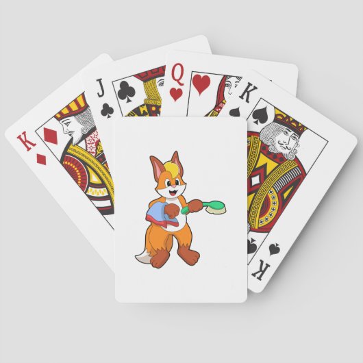 Fox met handdoeken en penseel pokerkaarten (Achterkant)