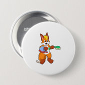 Fox met handdoeken en penseel ronde button 7,6 cm (Voorkant /achterkant)