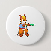 Fox met handdoeken en penseel ronde button 7,6 cm (Voorkant)